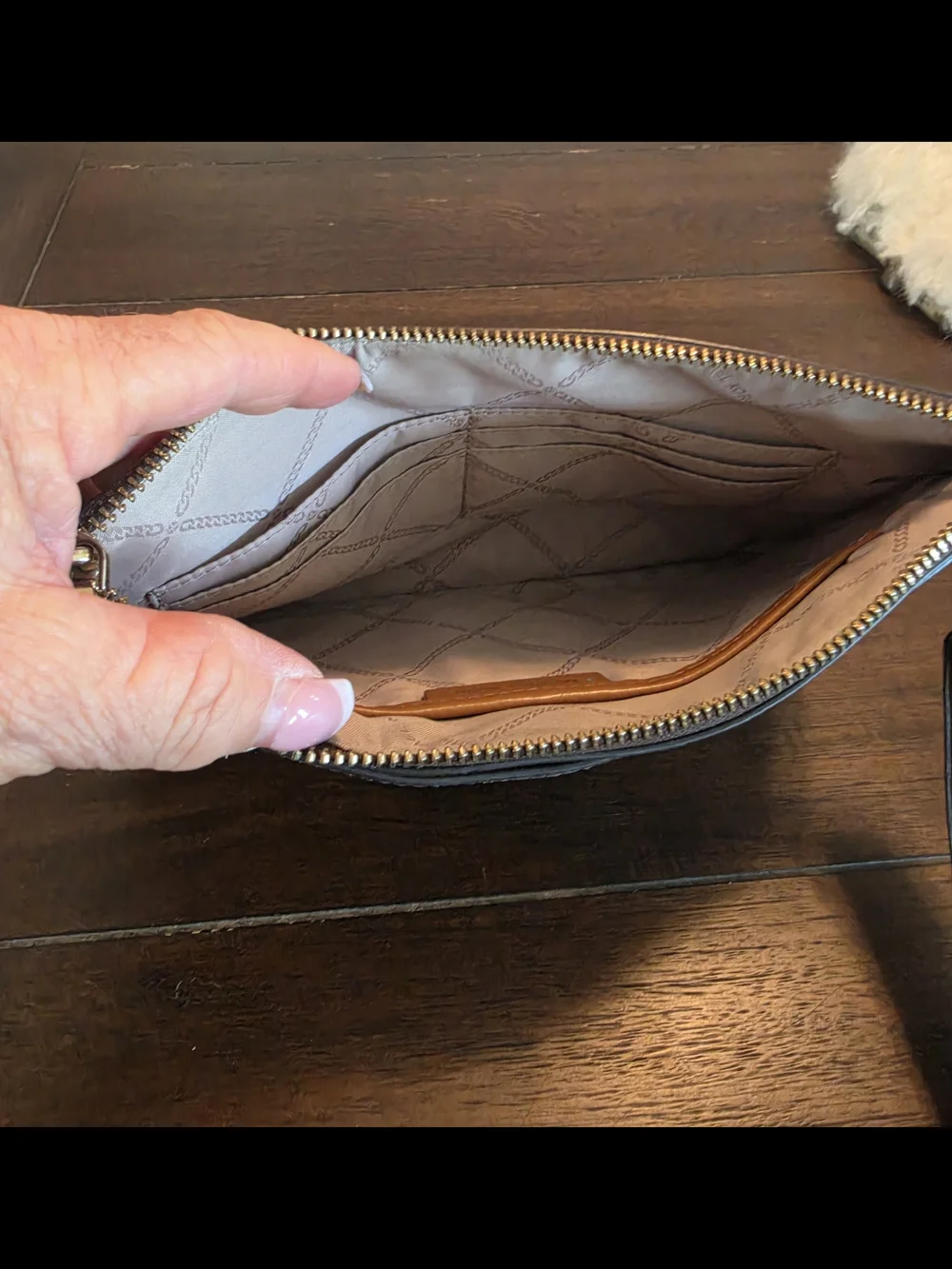 Michael Kors Brown and Tan Signature Wristlet Clutch